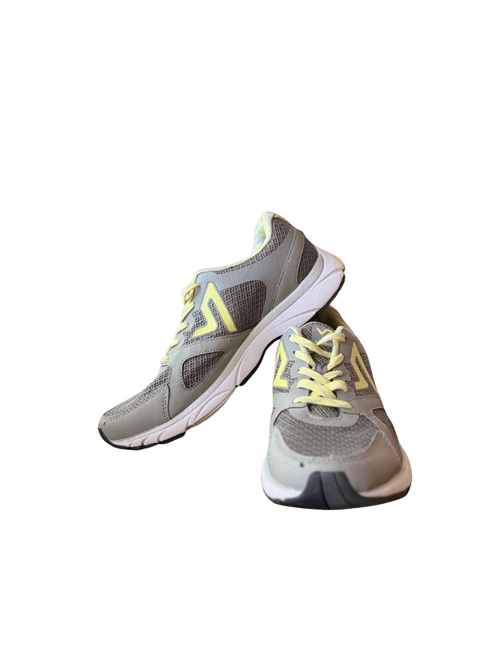 Women’s 9 Vionic Satima Women's Gray Neon Yellow Mesh Walking Sneakers